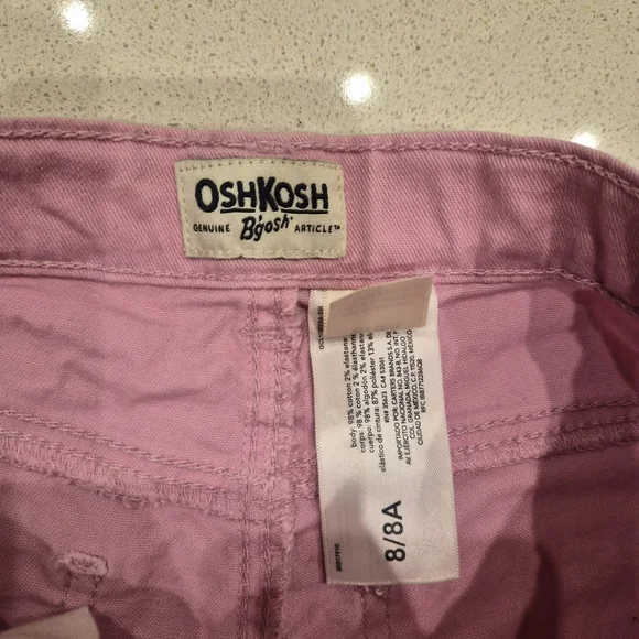 OshKosh B'gosh Light Pink Girls Shorts Sz 8 Adjustable Internal Waistband - Picture 3 of 4